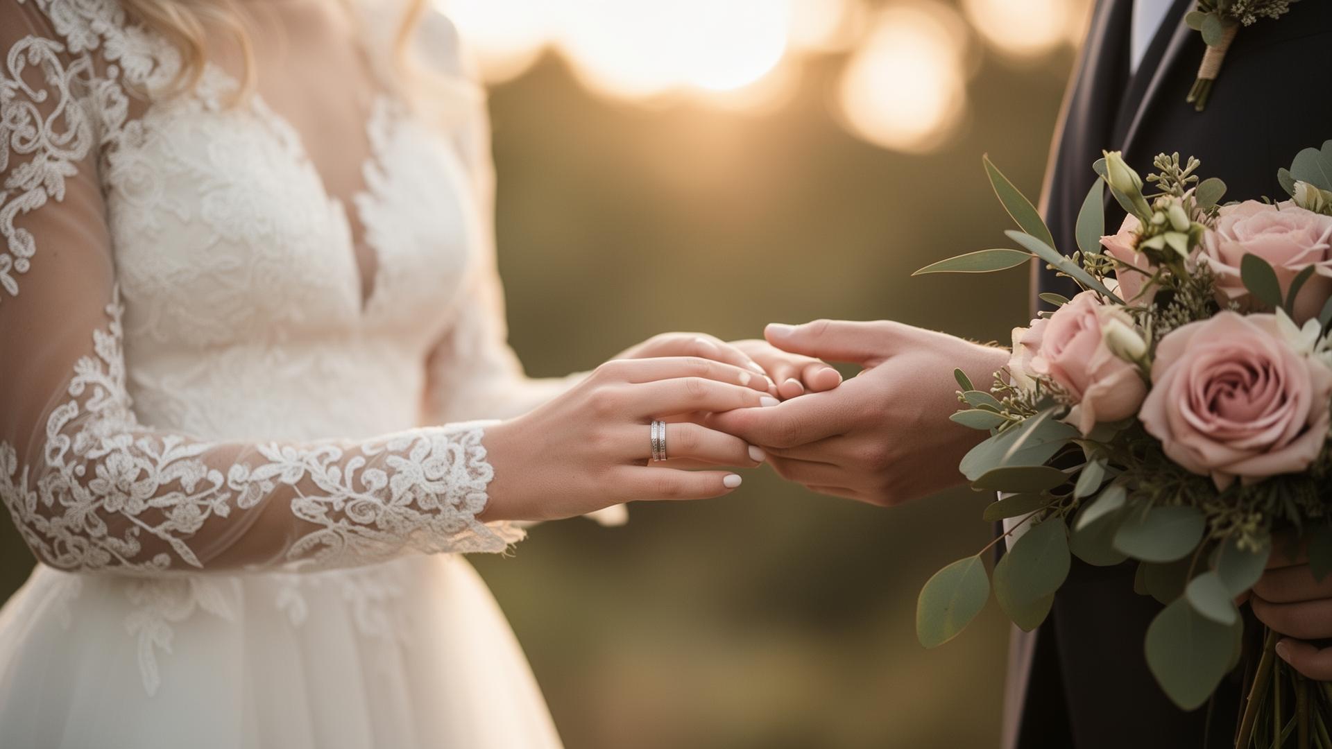 Pareja celebrando su matrimonio al aire libre
